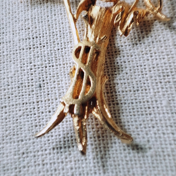 Lucky Money Tree Pin Gold Tone Faux Pearl Vintage Brooch Faux Pearl - Picture 5 of 6